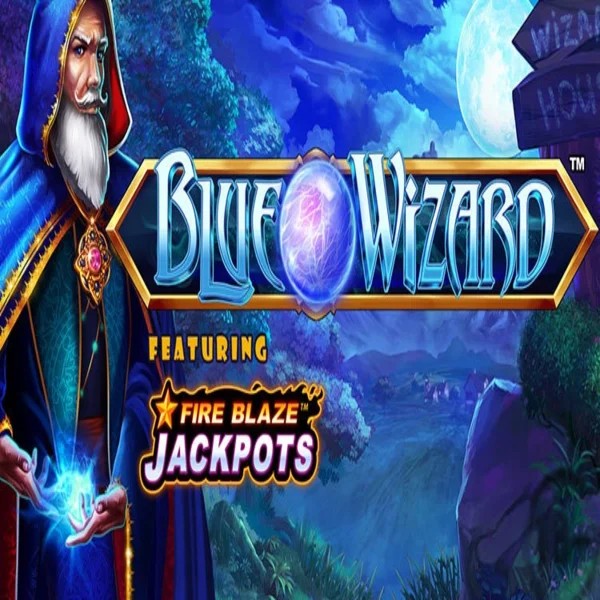 Blue Wizard Fire Blaze Jackpots game by Rarestone Gaming – logo hosted on SlotsPalace Casino