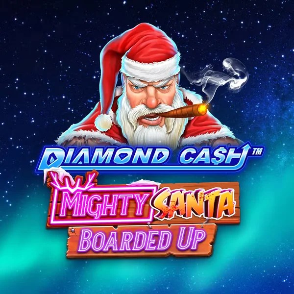 Official Slots logo: Diamond Cash Mighty Santa Boarded Up by Greentube at SlotsPalace Casino